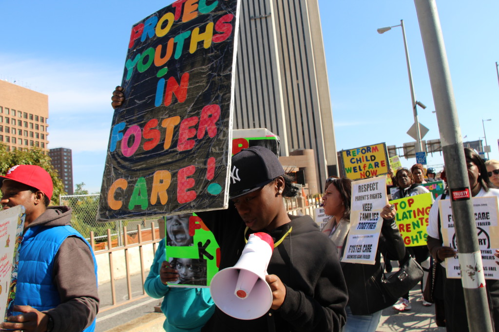 Foster youth Protest across brooklyn bridge
