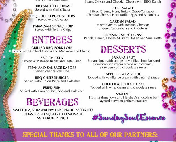 Sunday Soul Essence Menu