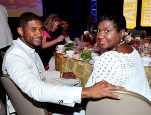 Usher And His Mom at the 15th Anniversary New Look  Luncheon